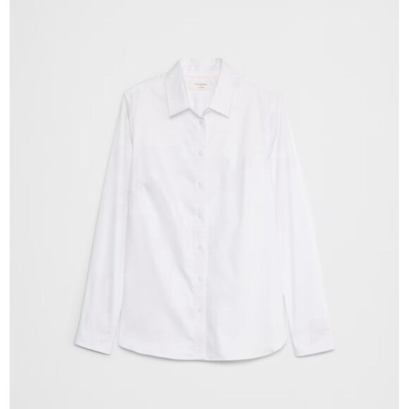 banana republic womens solid white 100% cotton long sleeve dress shirt Xs - Picture 3 of 5